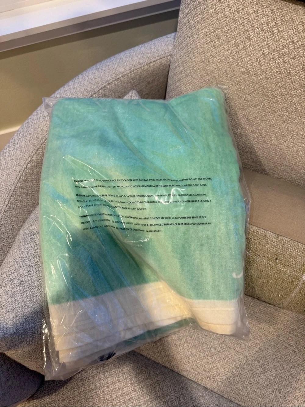 johnnie-O Mint & White Striped Towel
